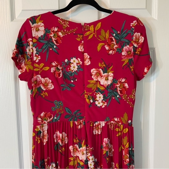 LOFT Pink Floral Pleated Midi Dress, size 4 - Picture 7 of 10